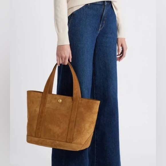 New Veronica Beard Suede Grand Goody Leather Tote Bag Purse - Picture 1 of 11